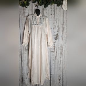 Barbizon Maxi Pastel Pink Nightgown W/ Lace Trim Buttons Up On Chest Mock Collar